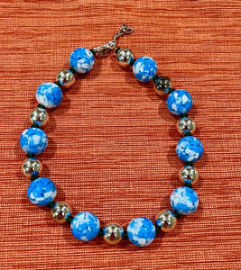 Blue & White Snow Globe Necklace