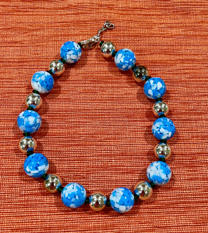 Blue & White Snow Globe Necklace