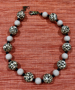 Jungle Print & Elephant Clap Necklace