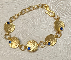 Disc & Chain-Style, 22K Matte Gold Plated Bracelet