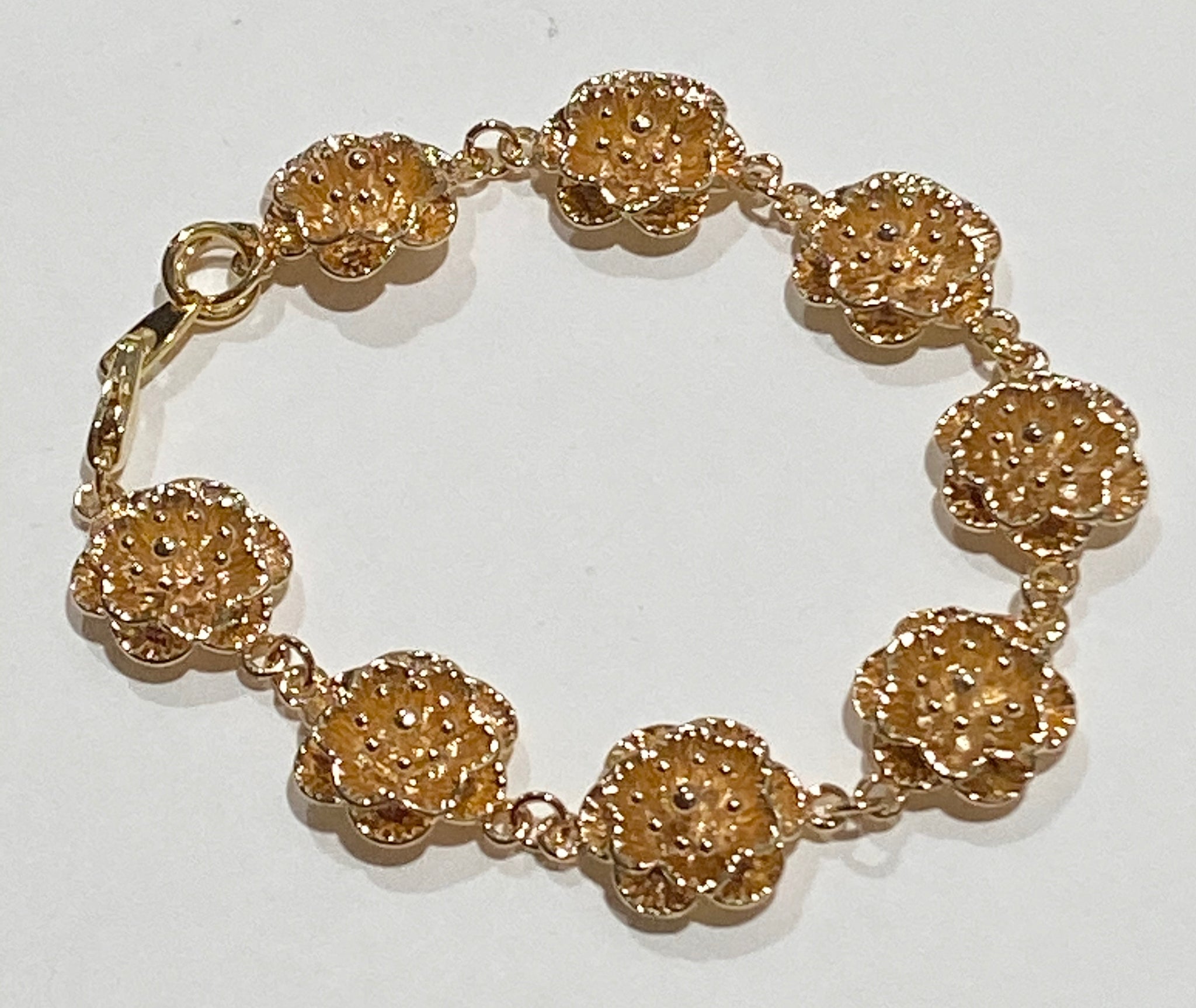 3-D Floral 24K Gold Plated Bracelet