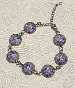 Colorful Fans Cabochon Link Bracelet