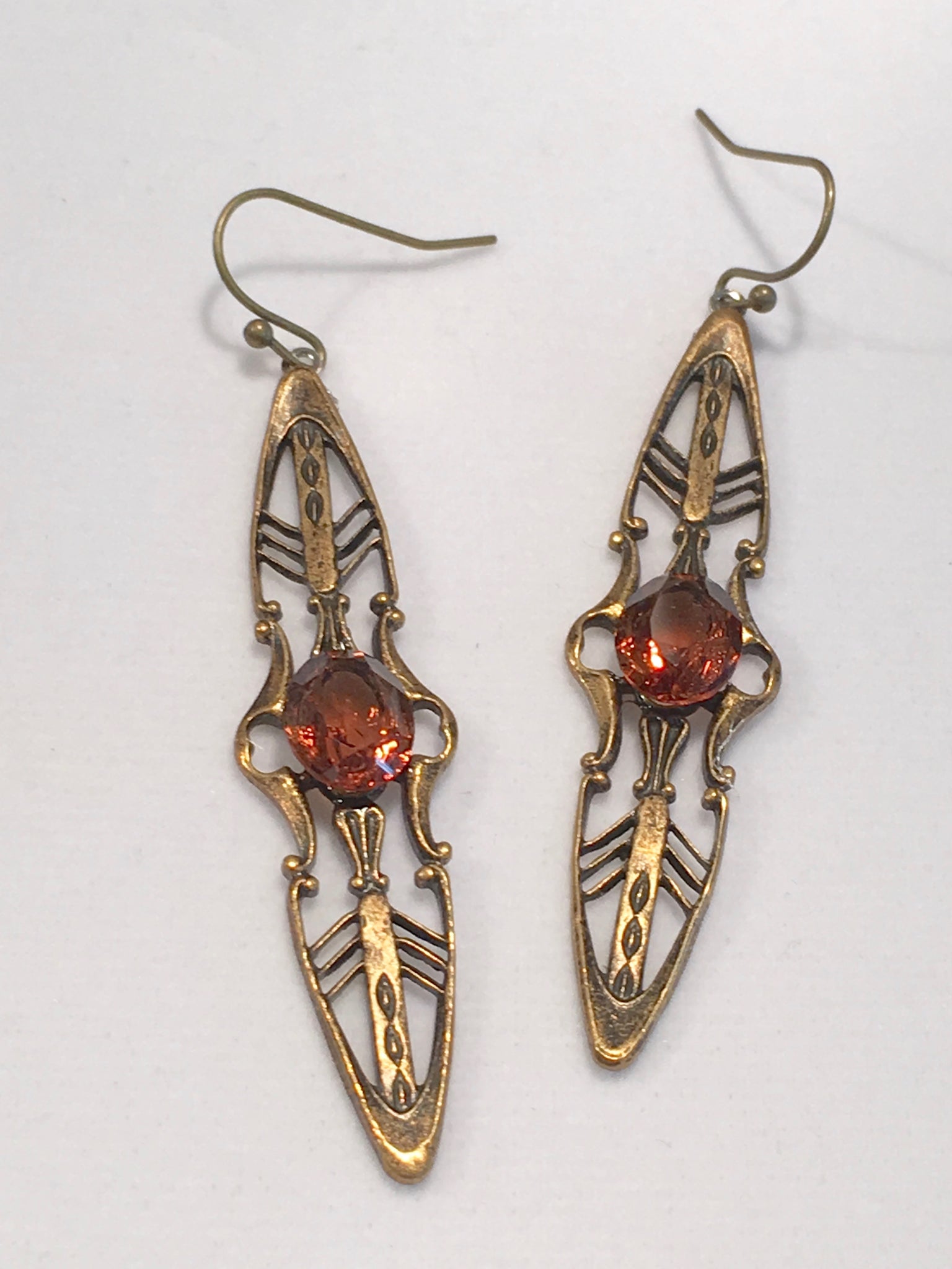 Art Deco Style  & Golden Topaz Crystal Earrings