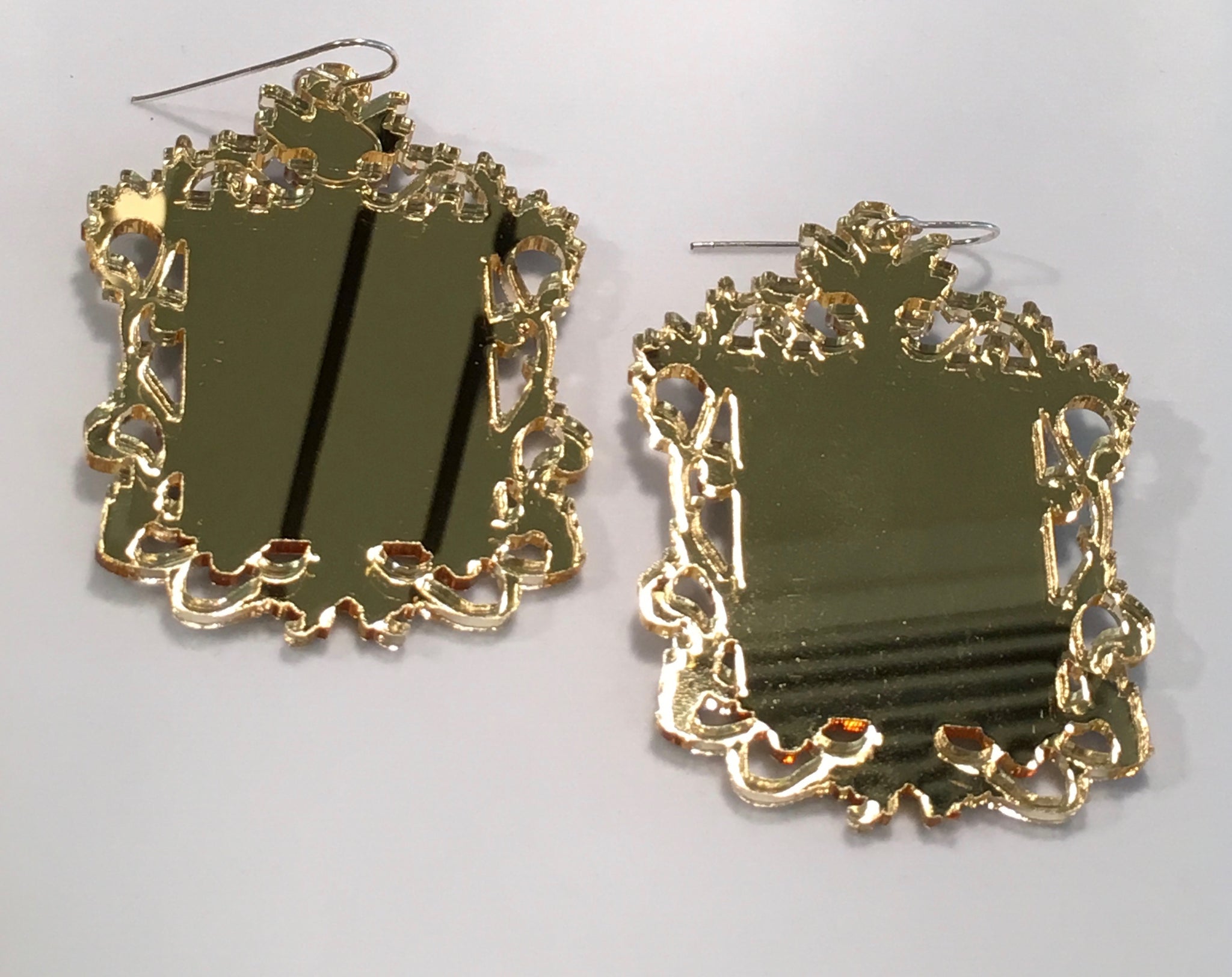 Wild Gold Acrylic Mirror Frames Earrings