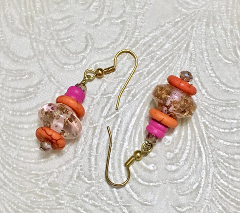 Fantasy Pink & Orange Layers Earrings