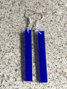 Simple Royal Blue Acrylic Bar Earrings