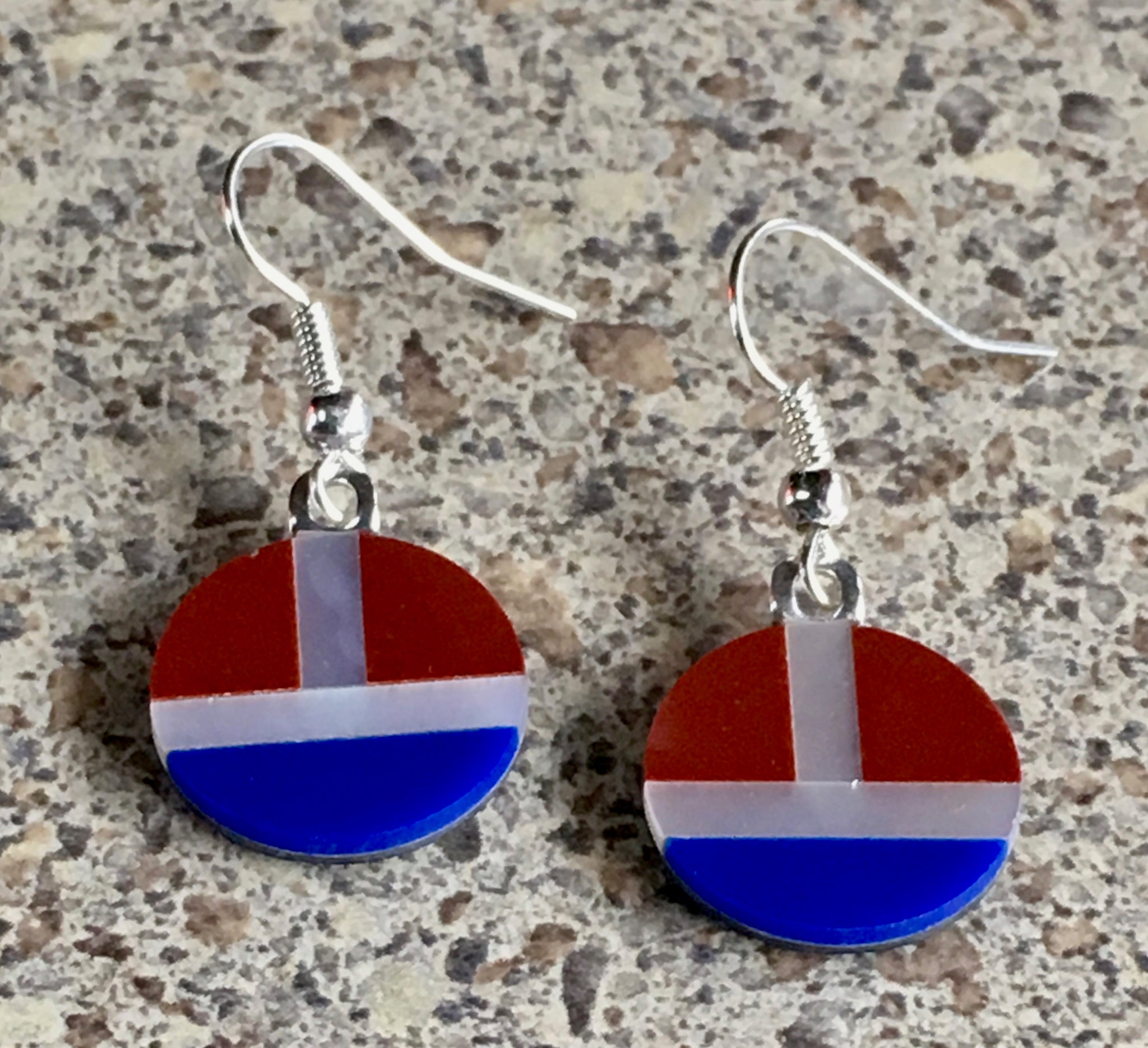 Inlaid Tiles of Semi-Precious Gems Round Earrings