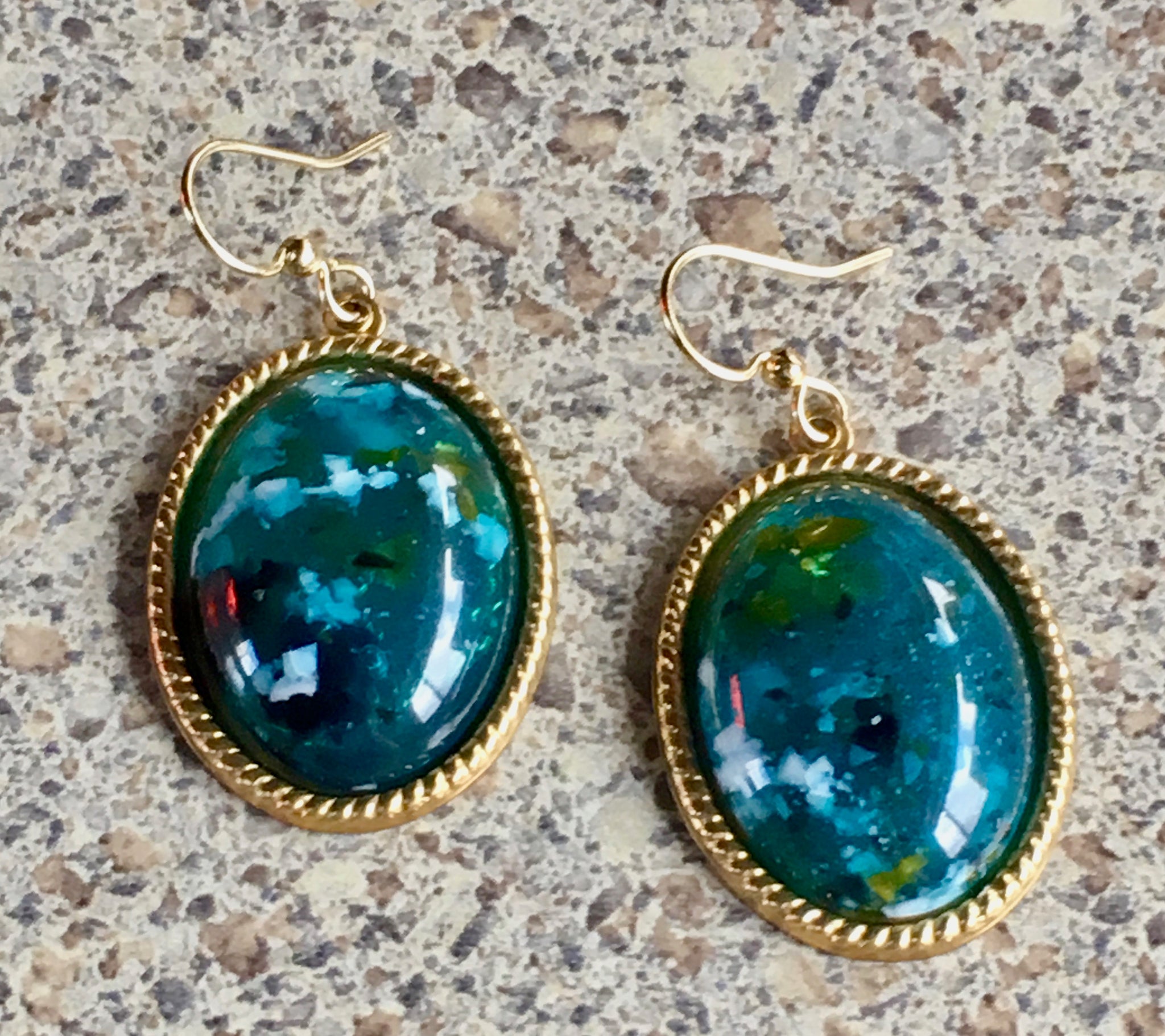 Under Turquoise Waters Oval Cabochon Earrings