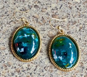 Under Turquoise Waters Oval Cabochon Earrings