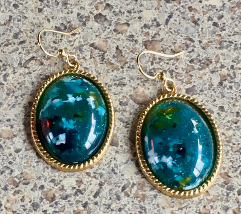 Under Turquoise Waters Oval Cabochon Earrings