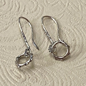 Artisan hand-forged sterling silver, Small Rustic Circle Earrings