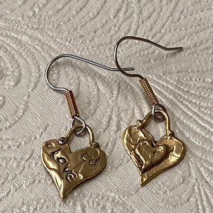 Artisan hand-forged, Double Heart Charm Earrings