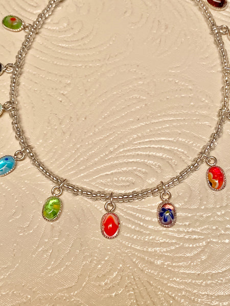 Petite Drops of Millefiori Color Necklace & Earring Set