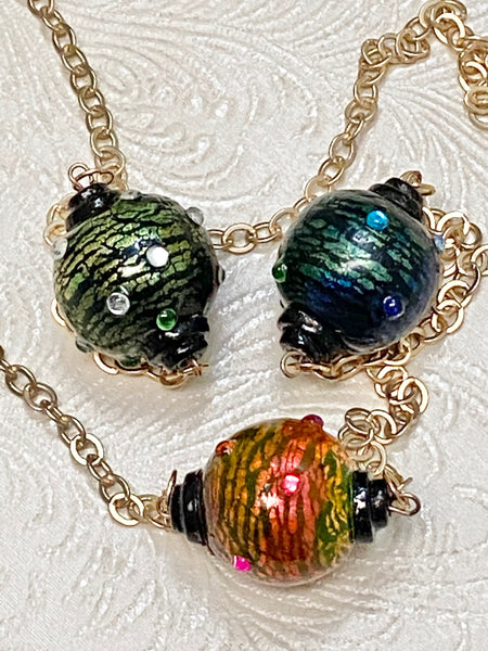 Gorgeous Colorful Dichro Clay Bead Necklace (matching earrings available)