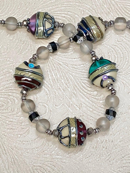 Handmade Unique Lampwork Coin Bead Necklace