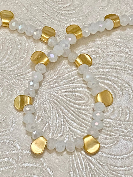 White Jade and Matte 22K Gold-Plated Necklace