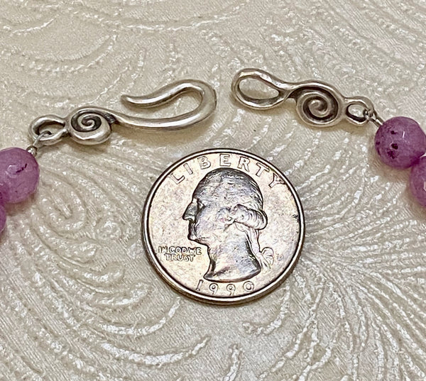 Lavender Violet Jade and Hammered Matte Sterling Silver-Plated Necklace & Earrings