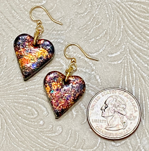 Holographic Iridescent Multi-Color Clay Heart Earrings