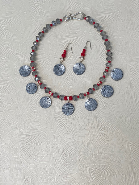 MOD Eloquence in Black, White & Red Necklace & Earring Set