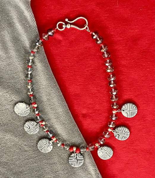 MOD Eloquence in Black, White & Red Necklace & Earring Set