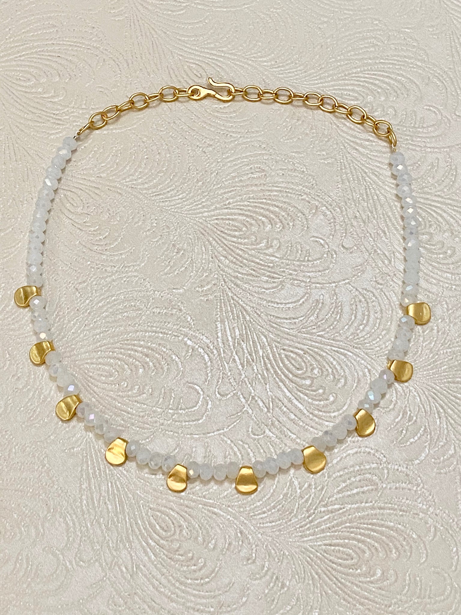 White Jade and Matte 22K Gold-Plated Necklace