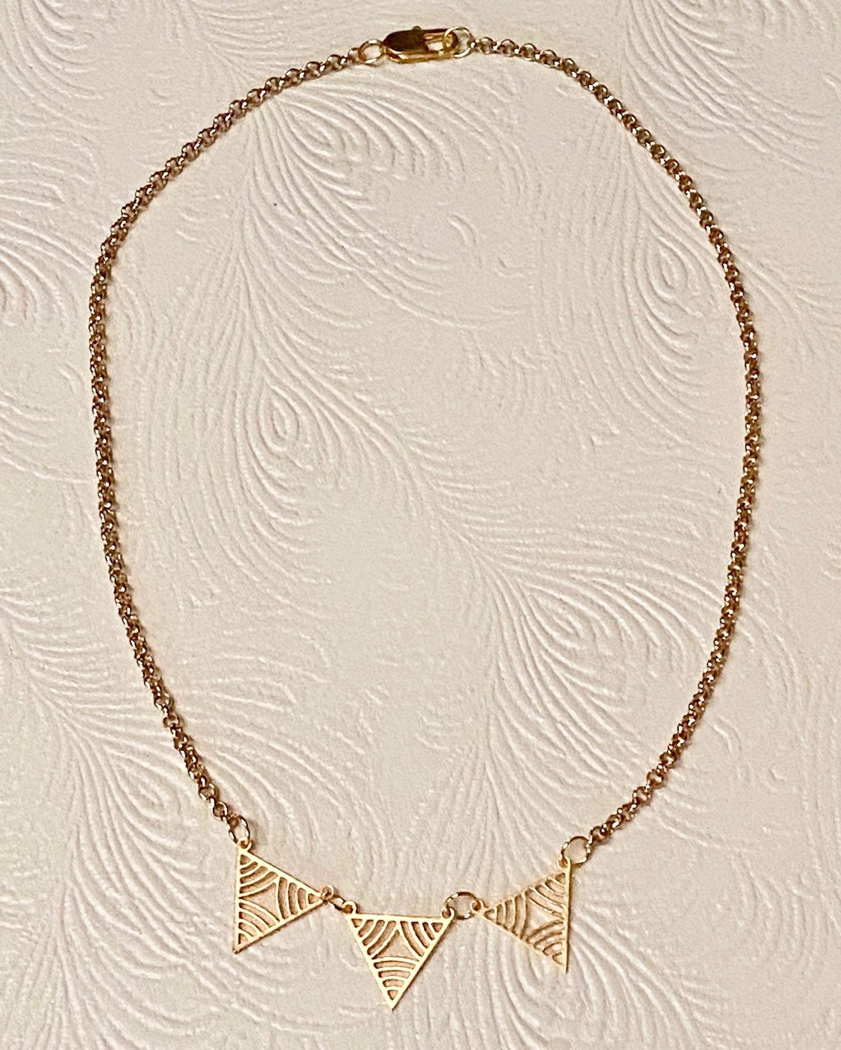 Delicate Laser-Cut Geometric Necklace on Rolo Chain