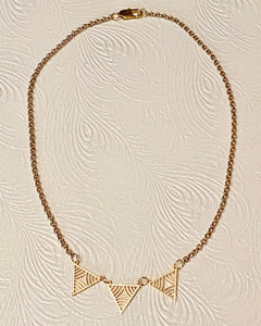 Delicate Laser-Cut Geometric Necklace on Rolo Chain