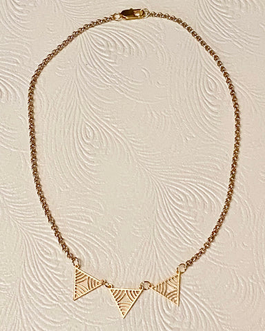 Delicate Laser-Cut Geometric Necklace on Rolo Chain