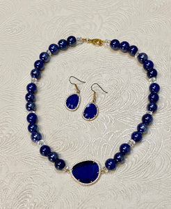 Simple & Bold Royal Blue Royal Necklace & Earring Set