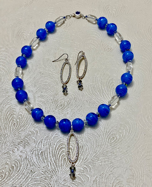 Mystery in Simplicity Blue Necklace & Earring Set