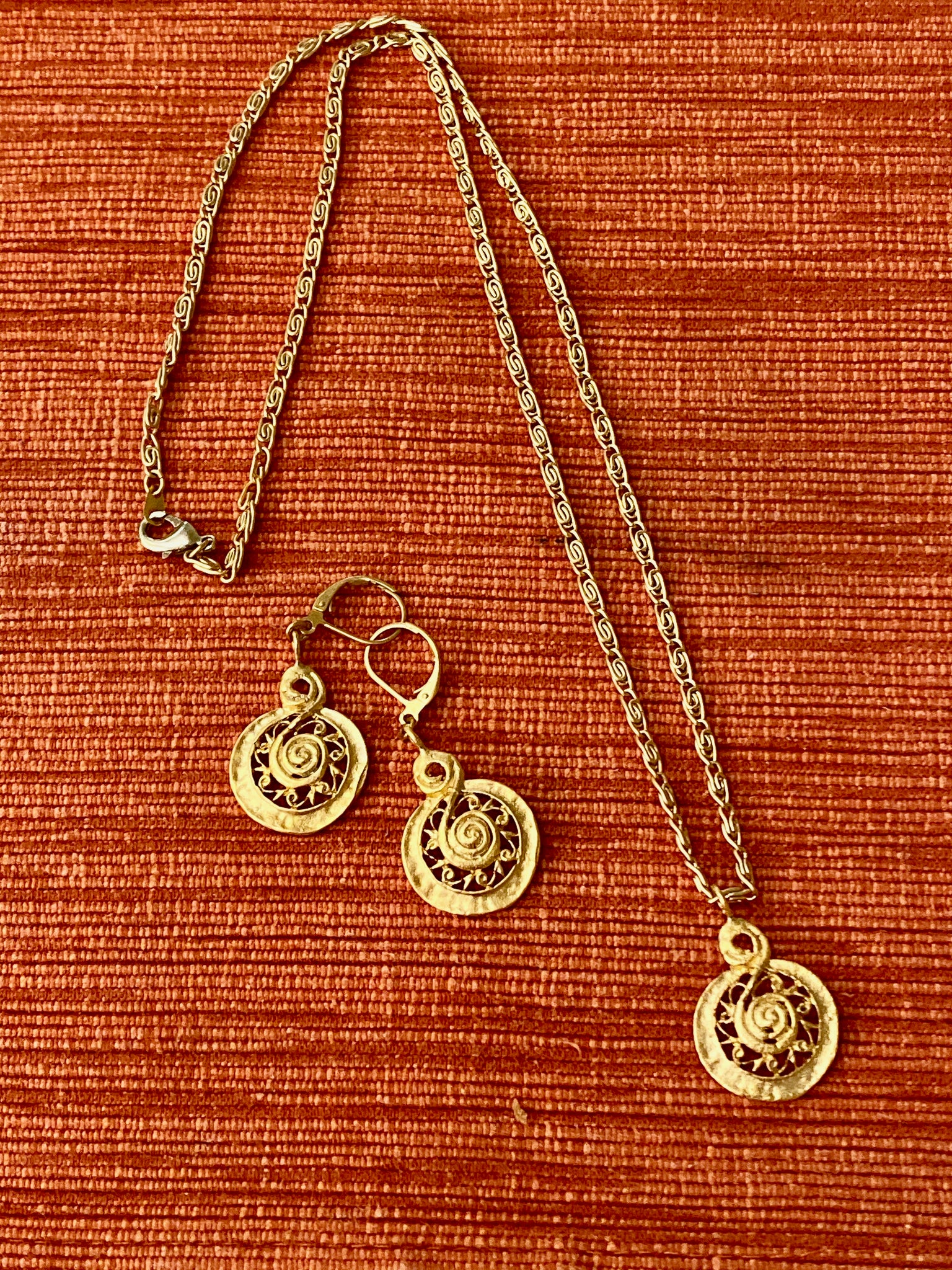 22K Matte Gold Plated Necklace & Earring Set