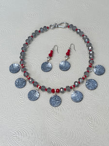 MOD Eloquence in Black, White & Red Necklace & Earring Set