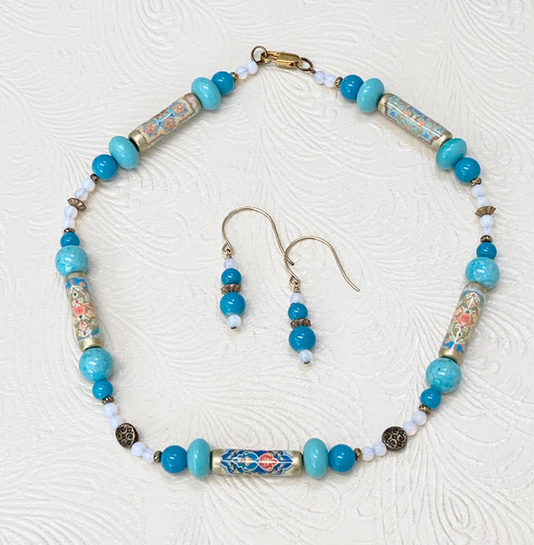 Moroccan Design in Turquoise Necklace & Earring Set