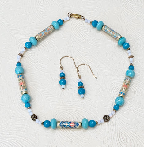 Moroccan Design in Turquoise Necklace & Earring Set